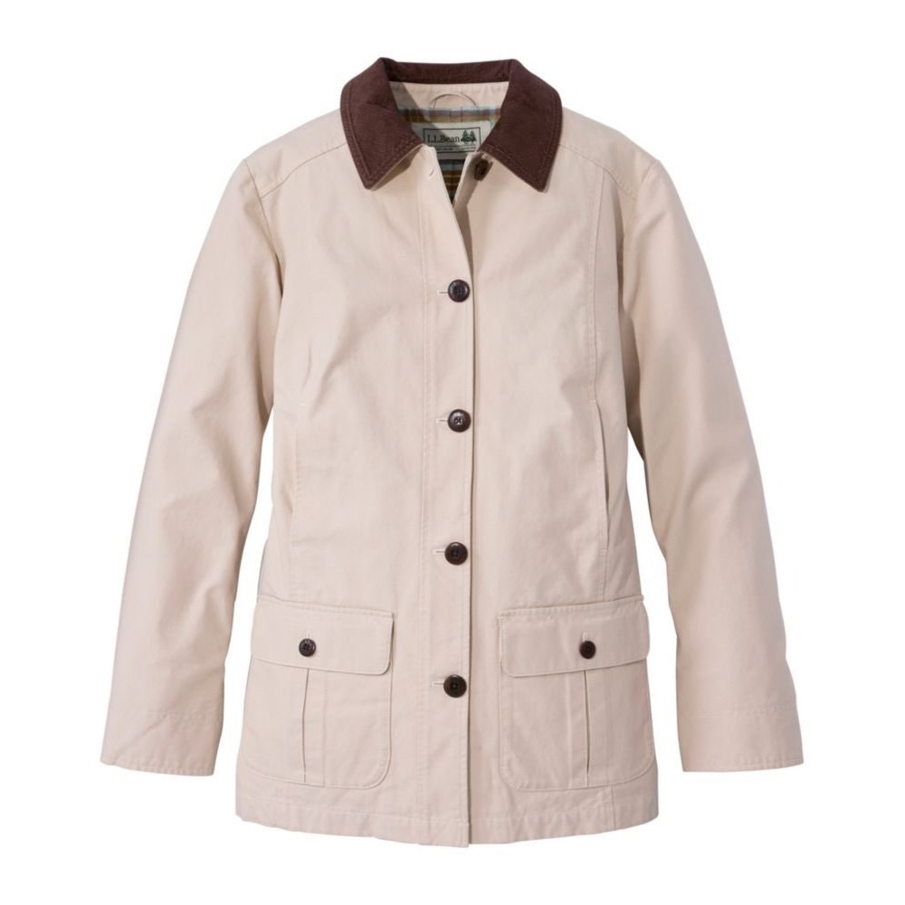 L.L. Bean Light Beige Utility Jacket with Dark Brown Corduroy Collar